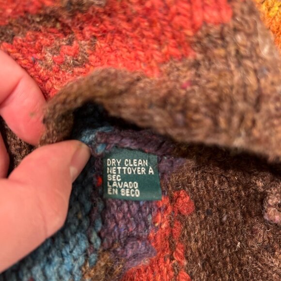 Hand Knit LAUREN Ralph Lauren Wool Blend Southwest Indian Aztec Sweater LRG - Picture 8 of 15